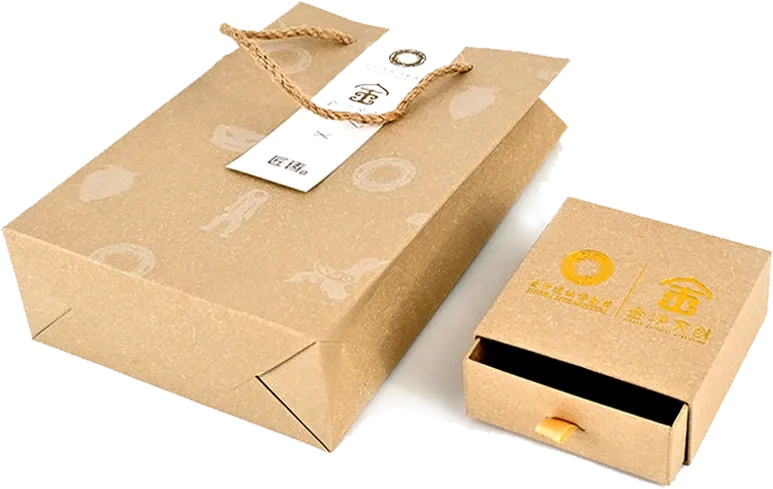 Kraft shopping bags and boxes